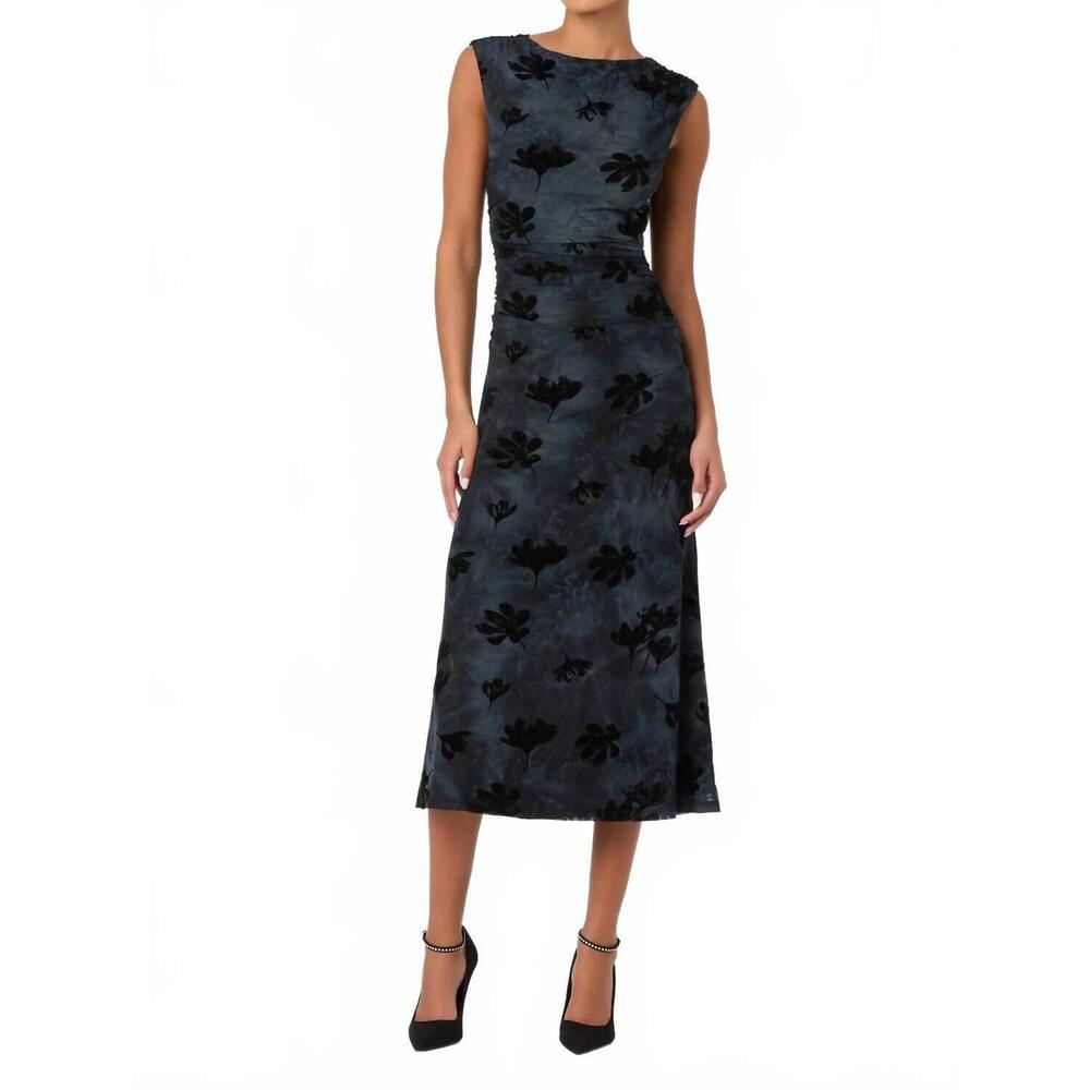 NEW ASTR tionne floral midi dress in teal/black - Picture 1 of 5